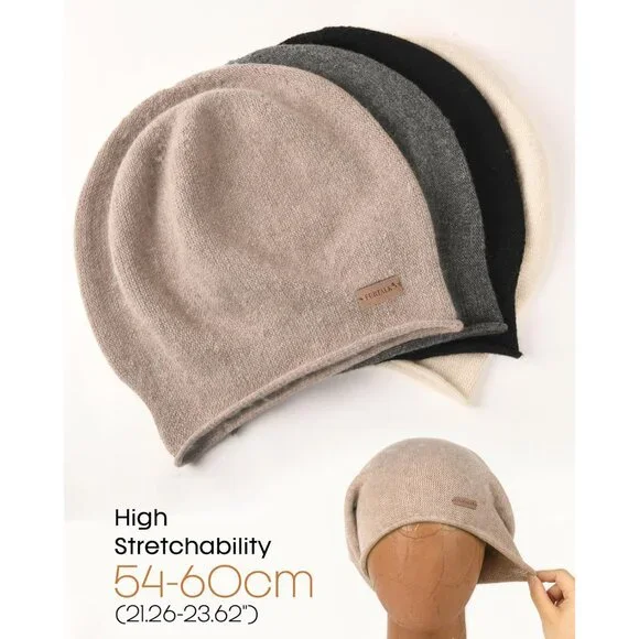 Women Slouchy Beanie Hat Soft Warm Wool Blend Winter Accessories - Picture 4 of 7